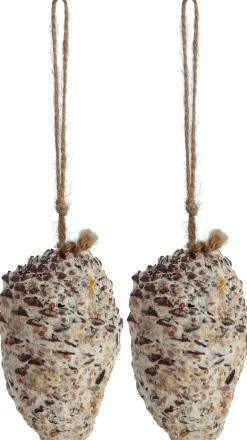 Pomme de pin fourrée de graines et graisse pour oiseaux (Lot de 2)