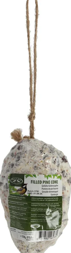 Pomme de pin fourrée de graines et graisse pour oiseaux (Lot de 2)