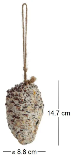 Pomme de pin fourrée de graines et graisse pour oiseaux (Unitaire)