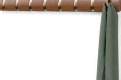 Porte manteaux Flip 8 crochets (Noyer clair et doré)