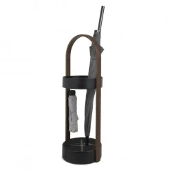 Porte parapluies bois et métal Hub (Noir/Noyer)