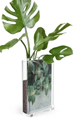 Porte photo avec vase ou porte crayons intégré Optic (Transparent)