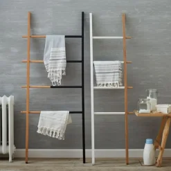 Porte serviette échelle extensible (Blanc/Naturel)