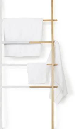 Porte serviette échelle extensible (Blanc/Naturel)