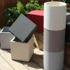 Pot en plastique carré aspect granit 30 cm (Gris clair)