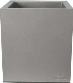 Pot en plastique carré aspect granit 30 cm (Gris clair)