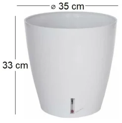 Pot en plastique rond avec réserve d'eau 35 cm Eva (Blanc)