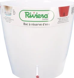 Pot en plastique rond avec réserve d'eau 35 cm Eva (Blanc)