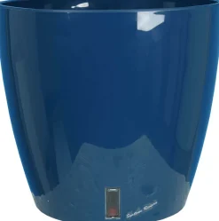 Pot en plastique rond avec réserve d'eau 35 cm Eva (Bleu)
