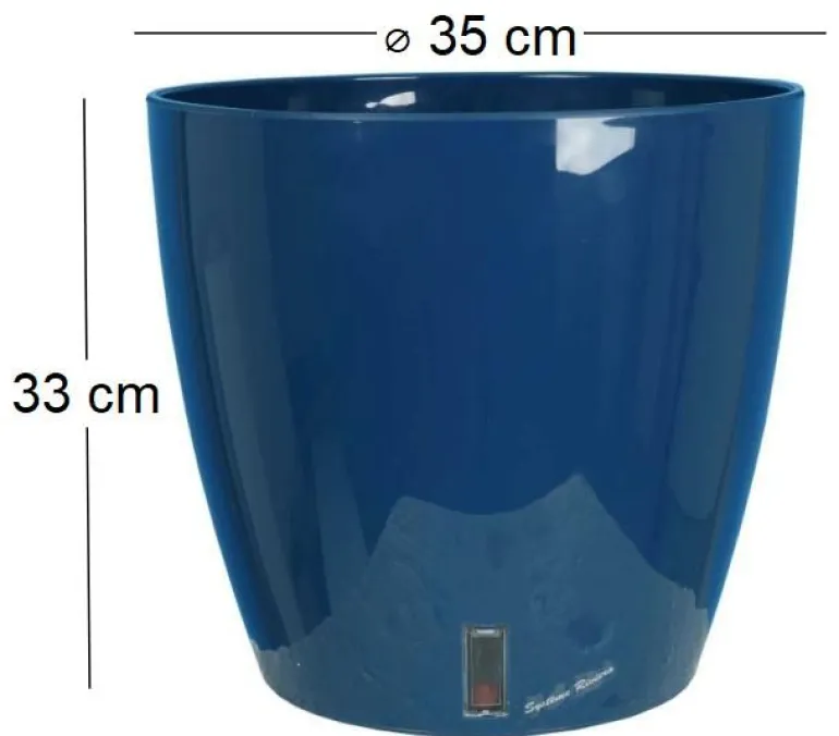 Pot en plastique rond avec réserve d'eau 35 cm Eva (Bleu)