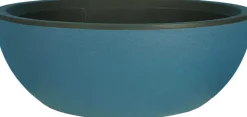 Pot en plastique rond effet granit 40 cm (Bleu)