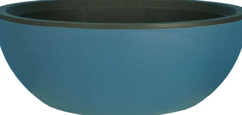 Pot en plastique rond effet granit 40 cm (Bleu)
