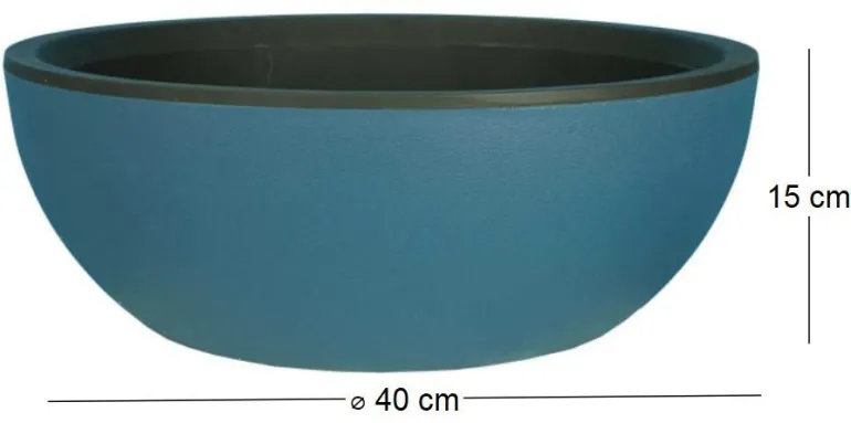 Pot en plastique rond effet granit 40 cm (Bleu)