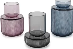 Pot en verre avec couvercle bougeoir intégré Allira (Gris fumé)