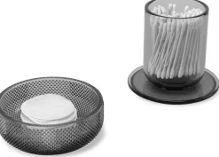 Pot en verre avec couvercle bougeoir intégré Allira (Gris fumé)