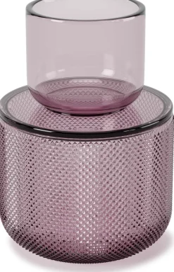 Pot en verre avec couvercle bougeoir intégré Allira (Violet)