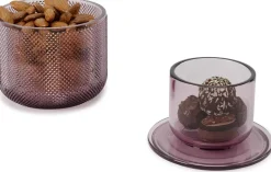 Pot en verre avec couvercle bougeoir intégré Allira (Violet)