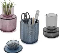 Pot en verre avec couvercle bougeoir intégré Allira (Bleu)