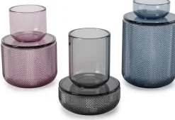 Pot en verre avec couvercle bougeoir intégré Allira (Bleu)
