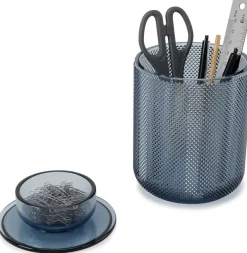 Pot en verre avec couvercle bougeoir intégré Allira (Bleu)
