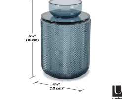 Pot en verre avec couvercle bougeoir intégré Allira (Bleu)