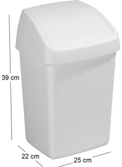 Poubelle blanche avec couvercle basculant Delta (10 litres)