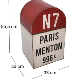 Poubelle borne kilométrique en fer 33 x 33 x 55.5 cm