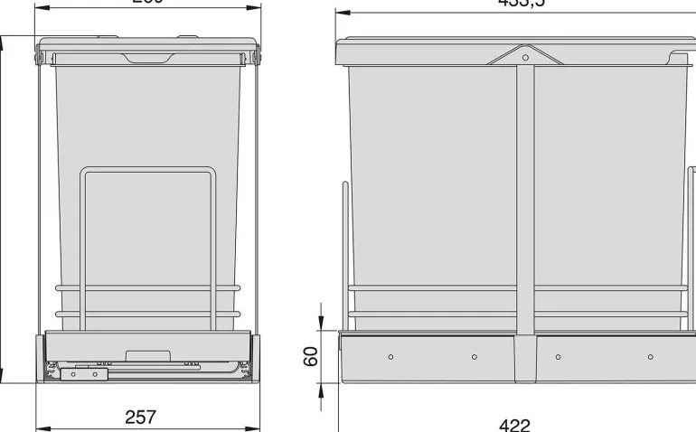 Poubelle de recyclage 2 bacs 12 litres Recycle