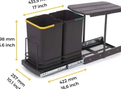 Poubelle de recyclage extraction manuelle 2 bacs 12 litres Recycle