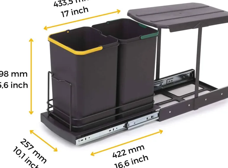 Poubelle de recyclage extraction manuelle 2 bacs 12 litres Recycle