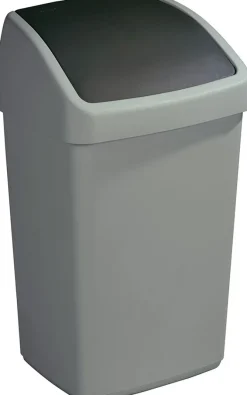 Poubelle grise avec couvercle basculant Delta (25 litres)