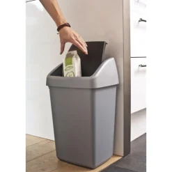 Poubelle grise avec couvercle basculant Delta (25 litres)