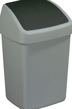 Poubelle grise avec couvercle basculant Delta (10 litres)