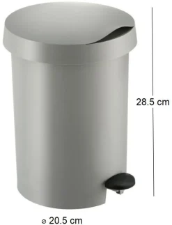 Poubelle à pédale 5L Zodiac (Gris)