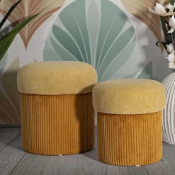 Pouf avec rangement intégré Aspen (Set de 2) (Moutarde)