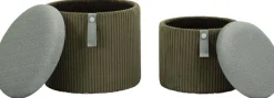 Pouf avec rangement intégré Bolzano (Set de 2) (Vert)