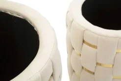 Pouf avec rangement intégré Shanty (Lot de 2) (Crème et doré)