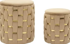 Pouf avec rangement intégré Shanty (Lot de 2) (Doré)