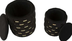 Pouf avec rangement intégré Shanty (Lot de 2) (Noir et doré)