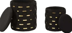 Pouf avec rangement intégré Shanty (Lot de 2) (Noir et doré)