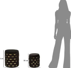 Pouf avec rangement intégré Shanty (Lot de 2) (Noir et doré)