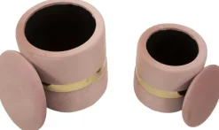 Pouf avec rangement intégré Sheffild (Lot de 2) (Rose et doré)