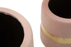 Pouf avec rangement intégré Sheffild (Lot de 2) (Rose et doré)