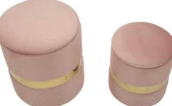 Pouf avec rangement intégré Sheffild (Lot de 2) (Rose et doré)