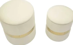 Pouf avec rangement intégré Sheffild (Lot de 2) (Crème et doré)