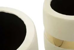 Pouf avec rangement intégré Sheffild (Lot de 2) (Crème et doré)