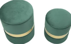 Pouf avec rangement intégré Sheffild (Lot de 2) (Vert et doré)