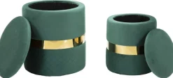 Pouf avec rangement intégré Sheffild (Lot de 2) (Vert et doré)