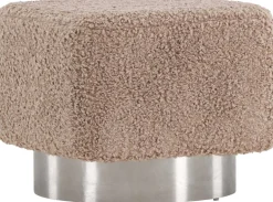 Pouf carré en polyester et acier Newton (Marron)