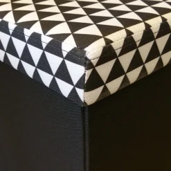 Pouf coffre carré pliable scandinave (Noir)